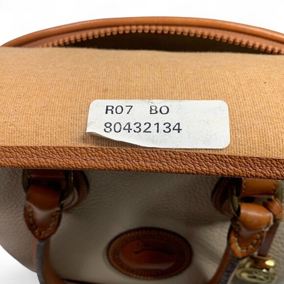 Vintage Dooney & Bourke Norfolk Satchel Bone Leather With British Tan Trim All-W - Picture 10 of 14